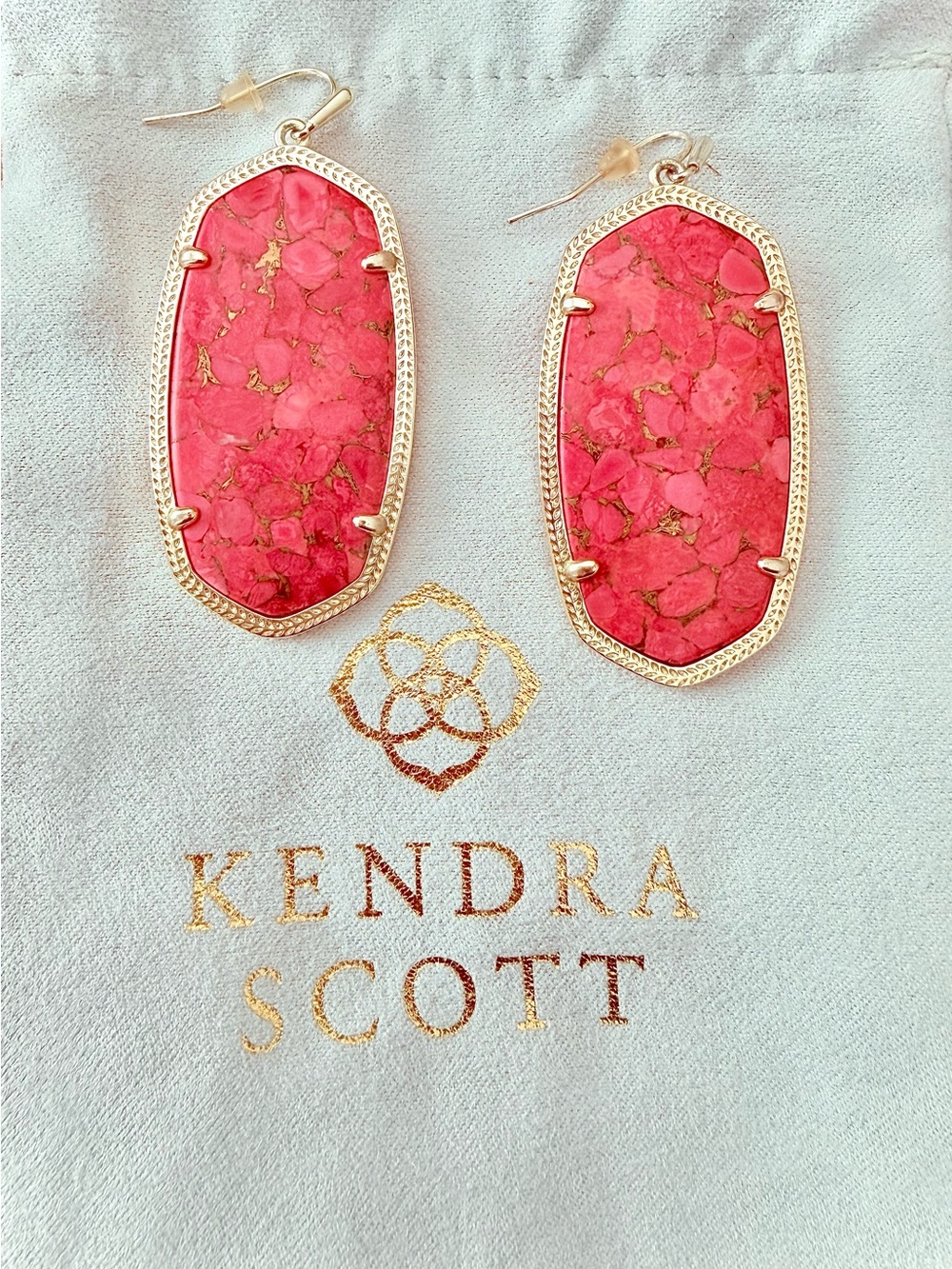 Kendra Scott Danielle Gold Statement Earrings - Bronze Veined Red Magnesite